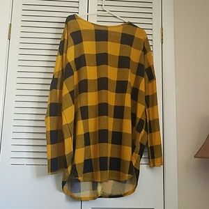Raglan sleeve oversized flannel tunic